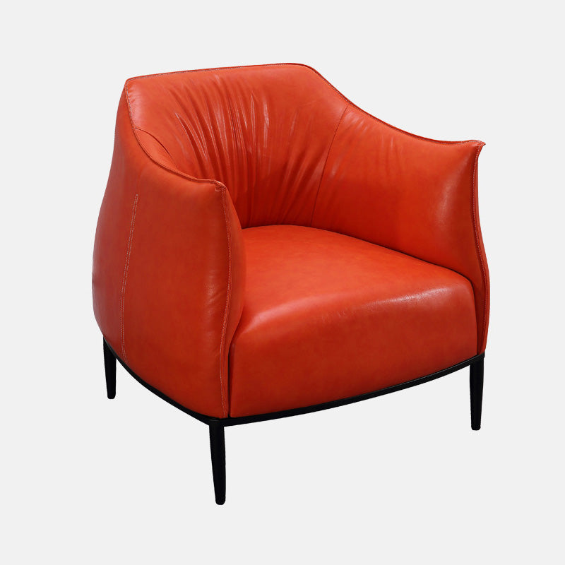 31"Wide Modern Faux Leather Sloped Arms Barrel Chair with Basic Four Legs Orange Clearhalo 'Accent Chairs' 'accent_chairs' 'Chairs & Seating' 'Furniture' 'furniture_accent_chairs' 'Living Room Furniture' 5028028