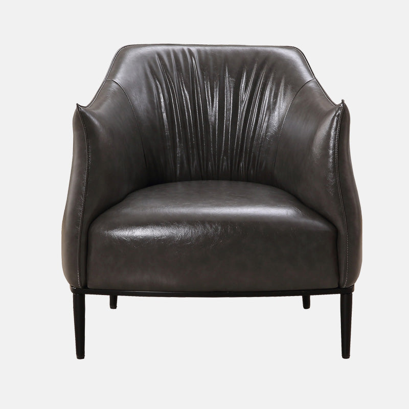 31"Wide Modern Faux Leather Sloped Arms Barrel Chair with Basic Four Legs Grey Clearhalo 'Accent Chairs' 'accent_chairs' 'Chairs & Seating' 'Furniture' 'furniture_accent_chairs' 'Living Room Furniture' 5028032