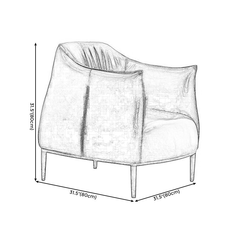 31"Wide Modern Faux Leather Sloped Arms Barrel Chair with Basic Four Legs Clearhalo 'Accent Chairs' 'accent_chairs' 'Chairs & Seating' 'Furniture' 'furniture_accent_chairs' 'Living Room Furniture' 5028036