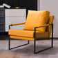 Square Arms 27" Wide Sled Based Faux Leather Arm Chair with Pillow Back Yellow Clearhalo 'Accent Chairs' 'accent_chairs' 'Chairs & Seating' 'furn' 'furn_accent_chairs' 'Furniture' 'furniture_accent_chairs' 'Living Room Furniture' 5028039