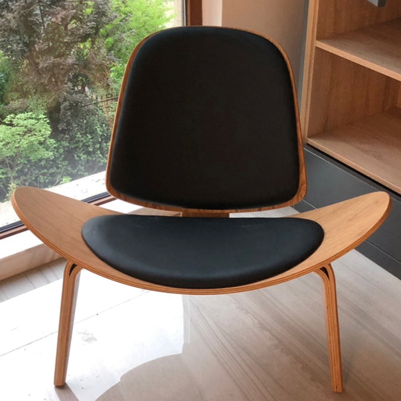 34.64" L x 30.70" W x 29.92" H Armless Side Chair Solid Wood Accent Chair Black Natural Wood Faux Leather Clearhalo 'Accent Chairs' 'accent_chairs' 'Chairs & Seating' 'Furniture' 'furniture_accent_chairs' 'Living Room Furniture' 5028056