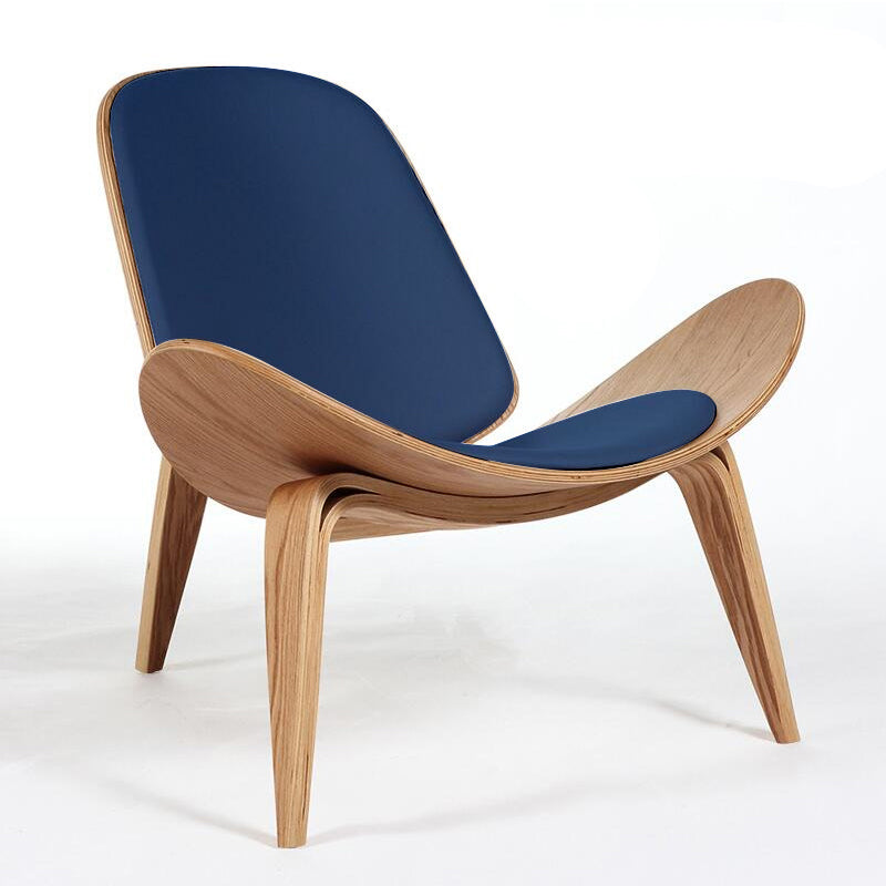 34.64" L x 30.70" W x 29.92" H Armless Side Chair Solid Wood Accent Chair Blue Natural Wood Genuine Leather Clearhalo 'Accent Chairs' 'accent_chairs' 'Chairs & Seating' 'Furniture' 'furniture_accent_chairs' 'Living Room Furniture' 5028059