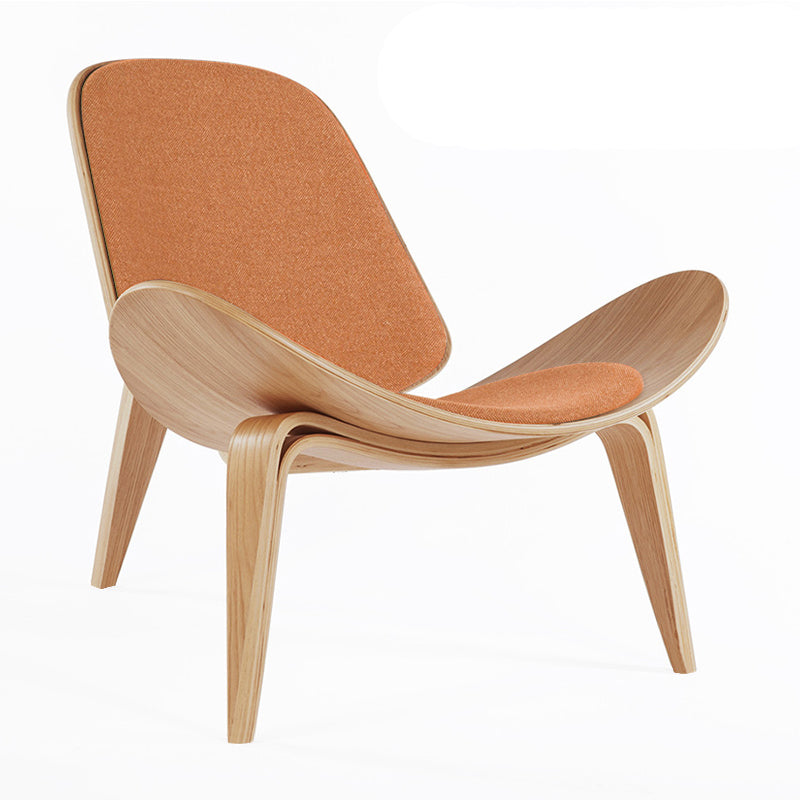 34.64" L x 30.70" W x 29.92" H Armless Side Chair Solid Wood Accent Chair Orange Natural Wood Linen Clearhalo 'Accent Chairs' 'accent_chairs' 'Chairs & Seating' 'Furniture' 'furniture_accent_chairs' 'Living Room Furniture' 5028060