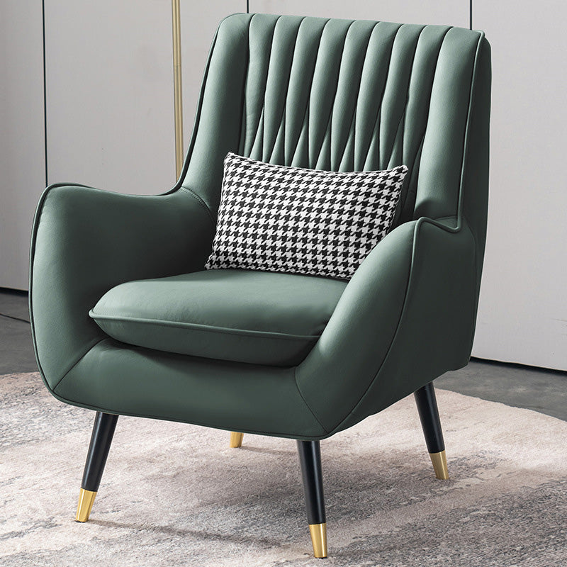 Modern Faux Leather 31.5"Wide Armchair with Basic Four Legs for Bedroom Blackish Green Clearhalo 'Accent Chairs' 'accent_chairs' 'Chairs & Seating' 'furn' 'furn_accent_chairs' 'Furniture' 'furniture_accent_chairs' 'Living Room Furniture' 5028074