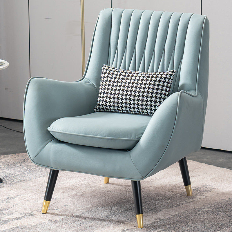 Modern Faux Leather 31.5"Wide Armchair with Basic Four Legs for Bedroom Green Clearhalo 'Accent Chairs' 'accent_chairs' 'Chairs & Seating' 'furn' 'furn_accent_chairs' 'Furniture' 'furniture_accent_chairs' 'Living Room Furniture' 5028081