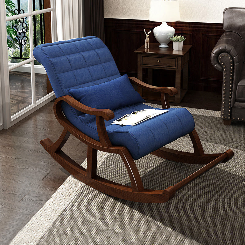 26.37" L x 59.05" W x 35.03" H Solid Wood Lounge Chair Sloped Arm Accent Chair Dark Blue Clearhalo 'Accent Chairs' 'accent_chairs' 'Chairs & Seating' 'furn' 'furn_accent_chairs' 'Furniture' 'furniture_accent_chairs' 'Living Room Furniture' 5028090