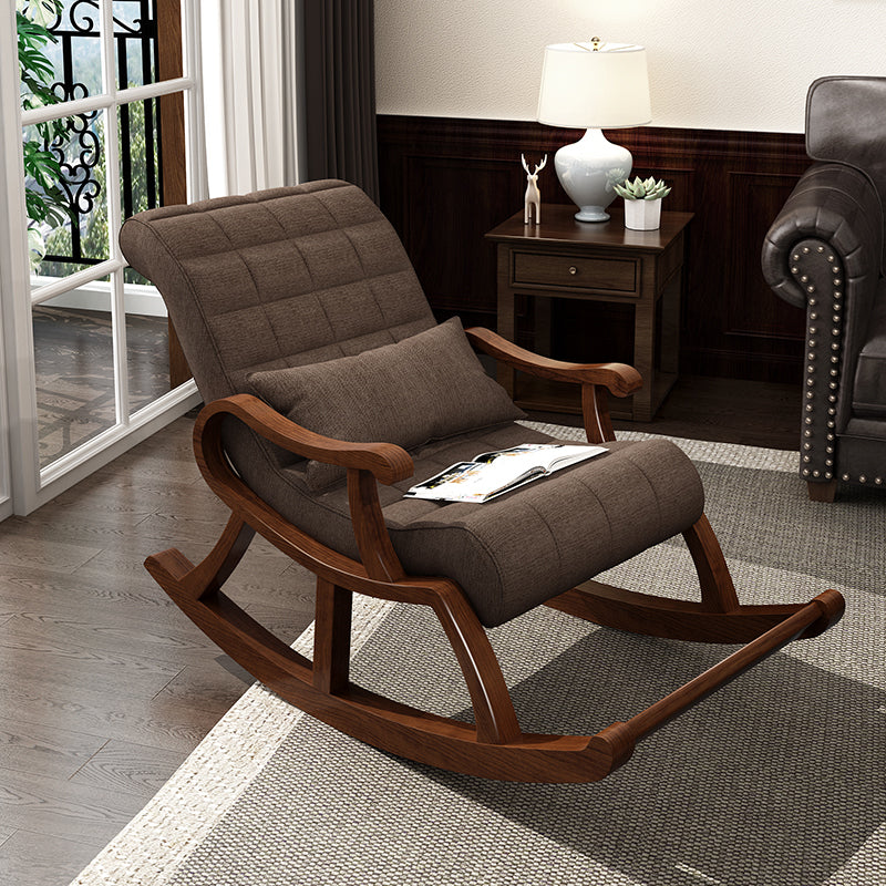 26.37" L x 59.05" W x 35.03" H Solid Wood Lounge Chair Sloped Arm Accent Chair Dark Coffee Clearhalo 'Accent Chairs' 'accent_chairs' 'Chairs & Seating' 'furn' 'furn_accent_chairs' 'Furniture' 'furniture_accent_chairs' 'Living Room Furniture' 5028092