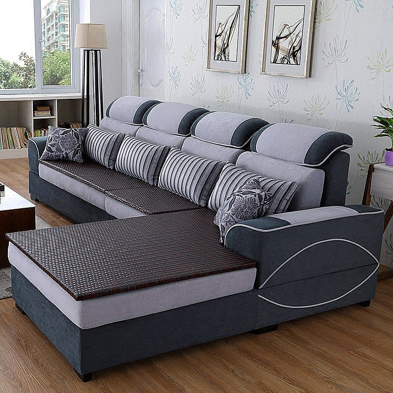 125.98" W √ó 70.87" D √ó 35.43" H High Back Square Arm Sectional with Slipcovered Gray-White Velvet Clearhalo 'furn' 'furn_sectionals' 'Furniture' 'furniture_sectionals' 'Living Room Furniture' 'Sectionals' 5028115