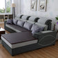 125.98" W √ó 70.87" D √ó 35.43" H High Back Square Arm Sectional with Slipcovered Gray-White Faux Leather Clearhalo 'furn' 'furn_sectionals' 'Furniture' 'furniture_sectionals' 'Living Room Furniture' 'Sectionals' 5028116