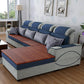 125.98" W √ó 70.87" D √ó 35.43" H High Back Square Arm Sectional with Slipcovered Blue-White Faux Leather Clearhalo 'furn' 'furn_sectionals' 'Furniture' 'furniture_sectionals' 'Living Room Furniture' 'Sectionals' 5028117