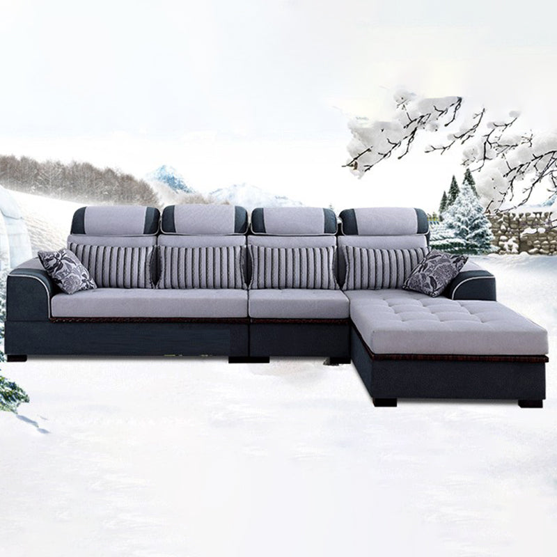 125.98" W √ó 70.87" D √ó 35.43" H High Back Square Arm Sectional with Slipcovered Clearhalo 'furn' 'furn_sectionals' 'Furniture' 'furniture_sectionals' 'Living Room Furniture' 'Sectionals' 5028121