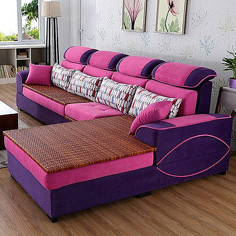 125.98" W √ó 70.87" D √ó 35.43" H High Back Square Arm Sectional with Slipcovered Purple-Red Velvet Clearhalo 'furn' 'furn_sectionals' 'Furniture' 'furniture_sectionals' 'Living Room Furniture' 'Sectionals' 5028122