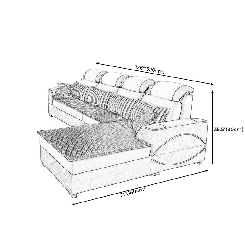 125.98" W √ó 70.87" D √ó 35.43" H High Back Square Arm Sectional with Slipcovered Clearhalo 'furn' 'furn_sectionals' 'Furniture' 'furniture_sectionals' 'Living Room Furniture' 'Sectionals' 5028125