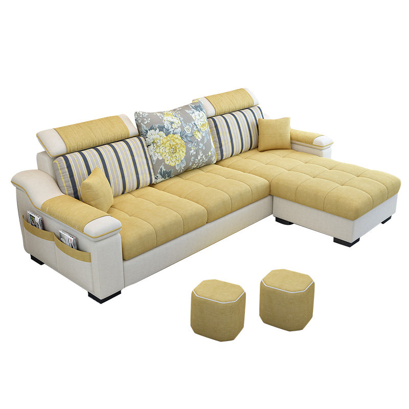 Pillow Top Arm Pillowed Back Cushions Storage Furniture Sectionals Yellow Clearhalo 'furn' 'furn_sectionals' 'Furniture' 'furniture_sectionals' 'Living Room Furniture' 'Sectionals' 5028129