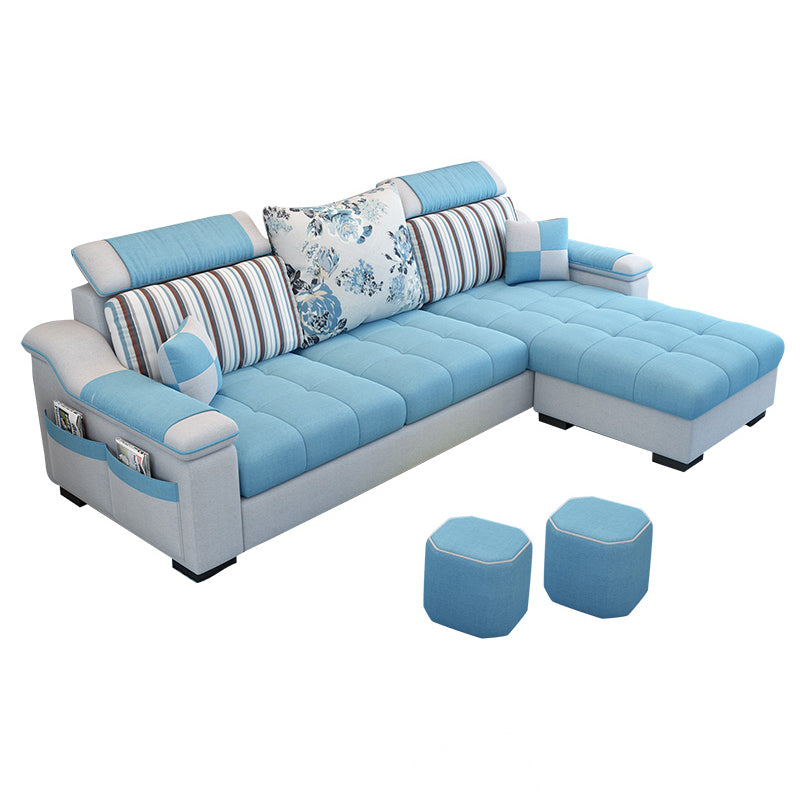 Pillow Top Arm Pillowed Back Cushions Storage Furniture Sectionals Light Blue Clearhalo 'furn' 'furn_sectionals' 'Furniture' 'furniture_sectionals' 'Living Room Furniture' 'Sectionals' 5028139