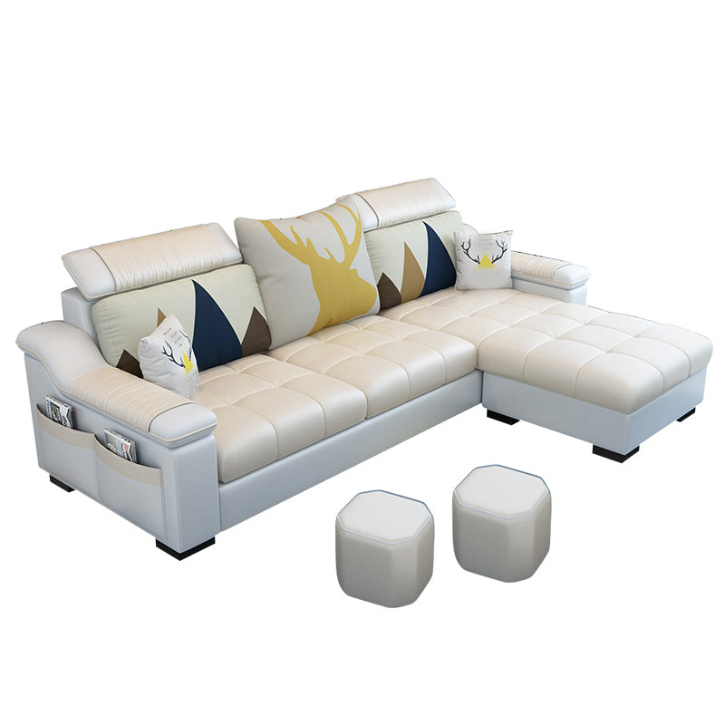 Pillow Top Arm Pillowed Back Cushions Storage Furniture Sectionals Light Yellow Clearhalo 'furn' 'furn_sectionals' 'Furniture' 'furniture_sectionals' 'Living Room Furniture' 'Sectionals' 5028141