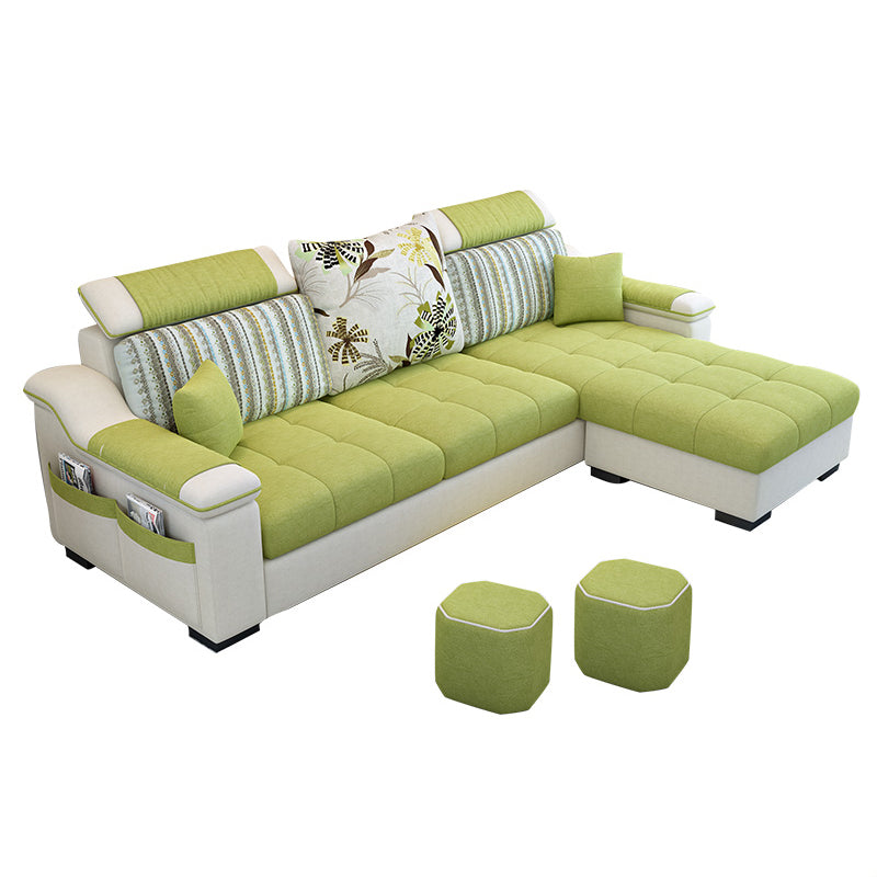 Pillow Top Arm Pillowed Back Cushions Storage Furniture Sectionals Green Clearhalo 'furn' 'furn_sectionals' 'Furniture' 'furniture_sectionals' 'Living Room Furniture' 'Sectionals' 5028142