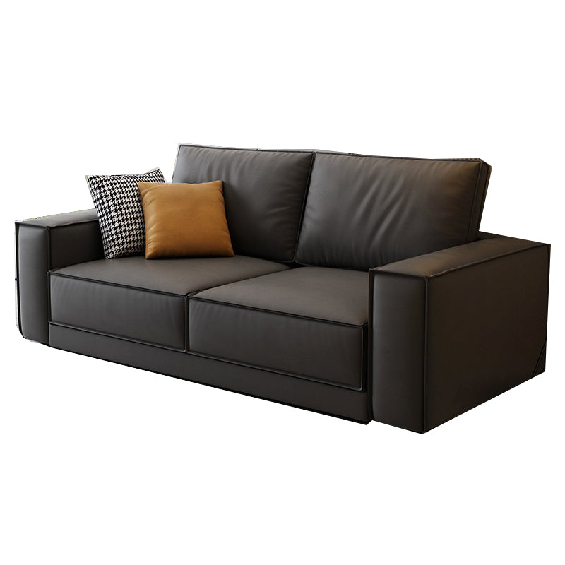 Square Arm Dark Gray Cushion Back Removable Cushions Storage Sofa Clearhalo 'furn' 'furn_sectionals' 'Furniture' 'furniture_sectionals' 'Living Room Furniture' 'Sectionals' 5028145