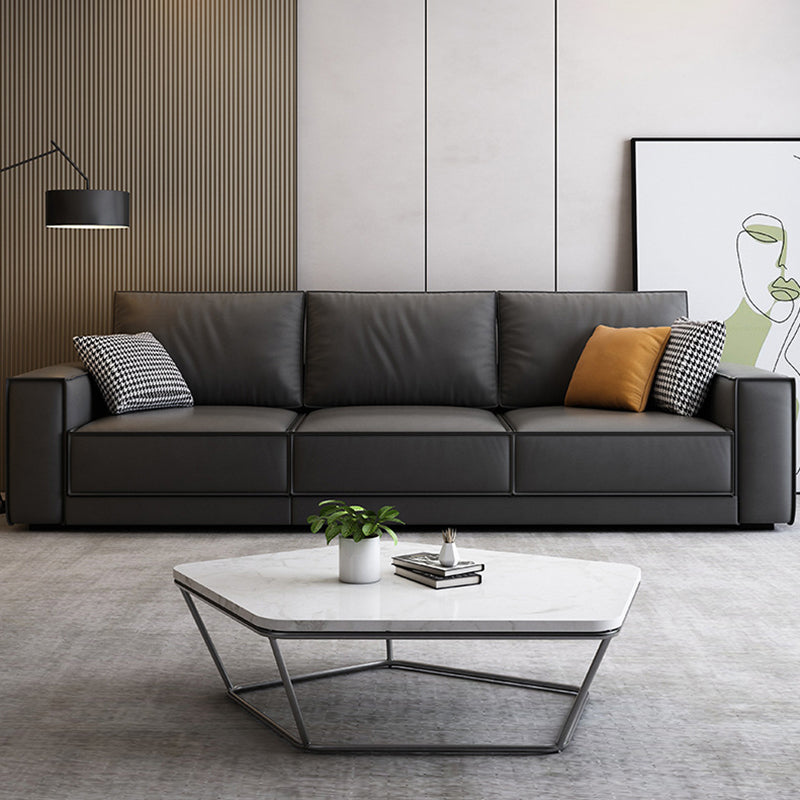 Square Arm Dark Gray Cushion Back Removable Cushions Storage Sofa Clearhalo 'furn' 'furn_sectionals' 'Furniture' 'furniture_sectionals' 'Living Room Furniture' 'Sectionals' 5028149