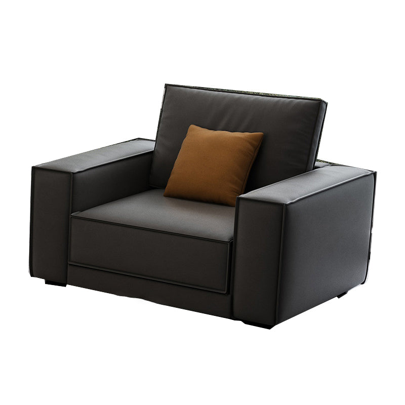 Square Arm Dark Gray Cushion Back Removable Cushions Storage Sofa 43"L x 38"W x 31.5"H Clearhalo 'furn' 'furn_sectionals' 'Furniture' 'furniture_sectionals' 'Living Room Furniture' 'Sectionals' 5028150