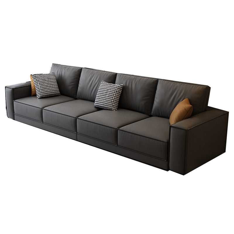 Square Arm Dark Gray Cushion Back Removable Cushions Storage Sofa Clearhalo 'furn' 'furn_sectionals' 'Furniture' 'furniture_sectionals' 'Living Room Furniture' 'Sectionals' 5028151