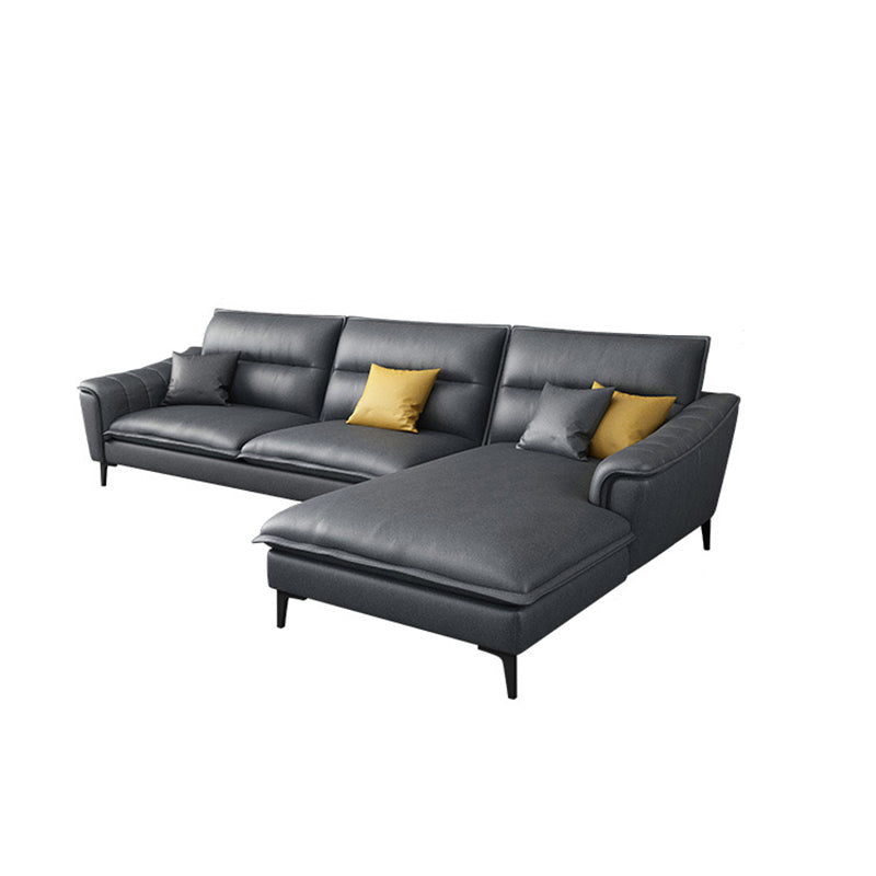 Faux Leather High Back Pillow Top Arm Sectional with Waterproof and Stain-Resistant Clearhalo 'furn' 'furn_sectionals' 'Furniture' 'furniture_sectionals' 'Living Room Furniture' 'Sectionals' 5028173