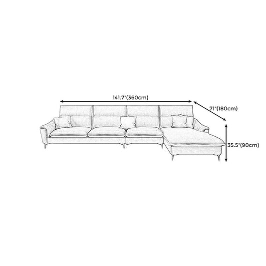 Faux Leather High Back Pillow Top Arm Sectional with Waterproof and Stain-Resistant Clearhalo 'furn' 'furn_sectionals' 'Furniture' 'furniture_sectionals' 'Living Room Furniture' 'Sectionals' 5028178