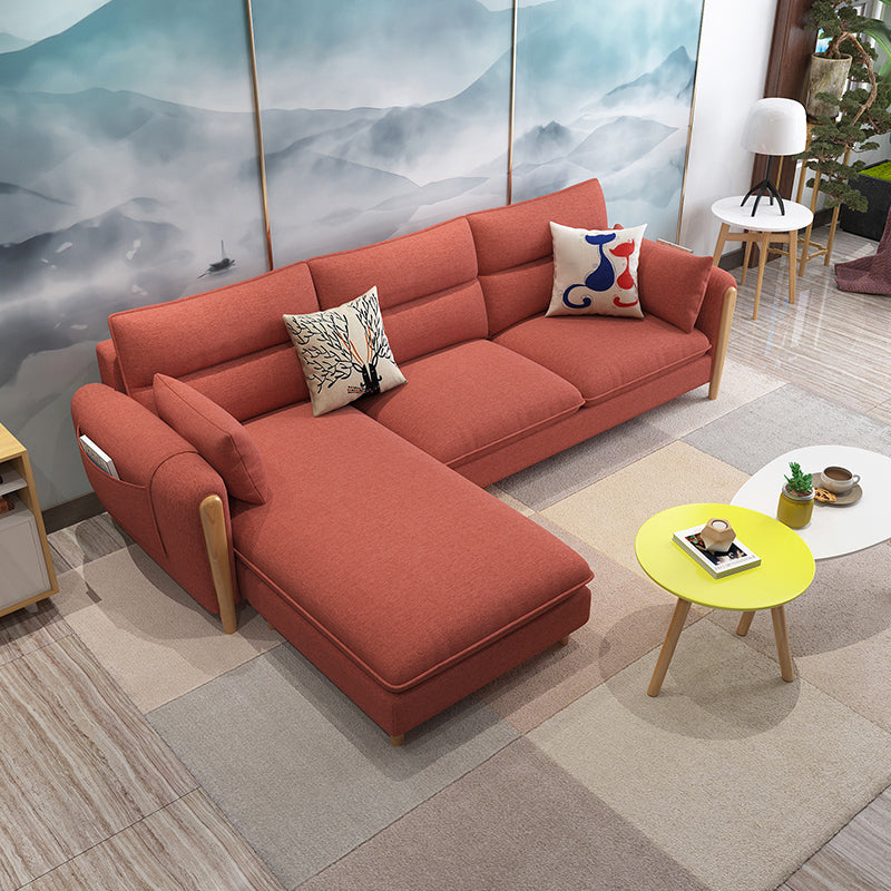 Farmhouse L-Shape Modular Reversible Furniture Sectionals for 3 People Red Clearhalo 'furn' 'furn_sectionals' 'Furniture' 'furniture_sectionals' 'Living Room Furniture' 'Sectionals' 5028205