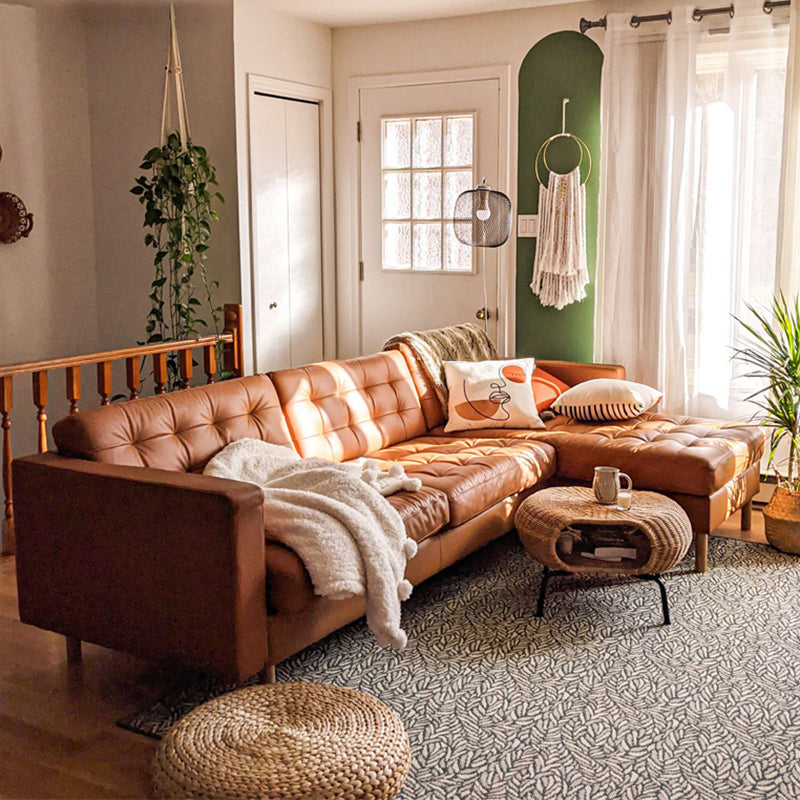 Square Arm Tufted Faux Leather Furniture Sectionals in Brown Clearhalo 'furn' 'furn_sectionals' 'Furniture' 'furniture_sectionals' 'Living Room Furniture' 'Sectionals' 5028215