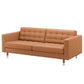 Square Arm Tufted Faux Leather Furniture Sectionals in Brown 81"L x 36"W x 31.5"H Horizontal Clearhalo 'furn' 'furn_sectionals' 'Furniture' 'furniture_sectionals' 'Living Room Furniture' 'Sectionals' 5028218