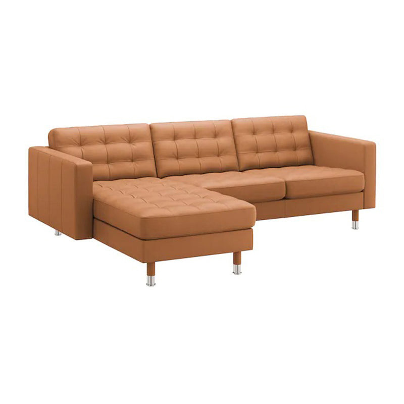 Square Arm Tufted Faux Leather Furniture Sectionals in Brown 100"L x 62"W x 31.5"H Left Clearhalo 'furn' 'furn_sectionals' 'Furniture' 'furniture_sectionals' 'Living Room Furniture' 'Sectionals' 5028220
