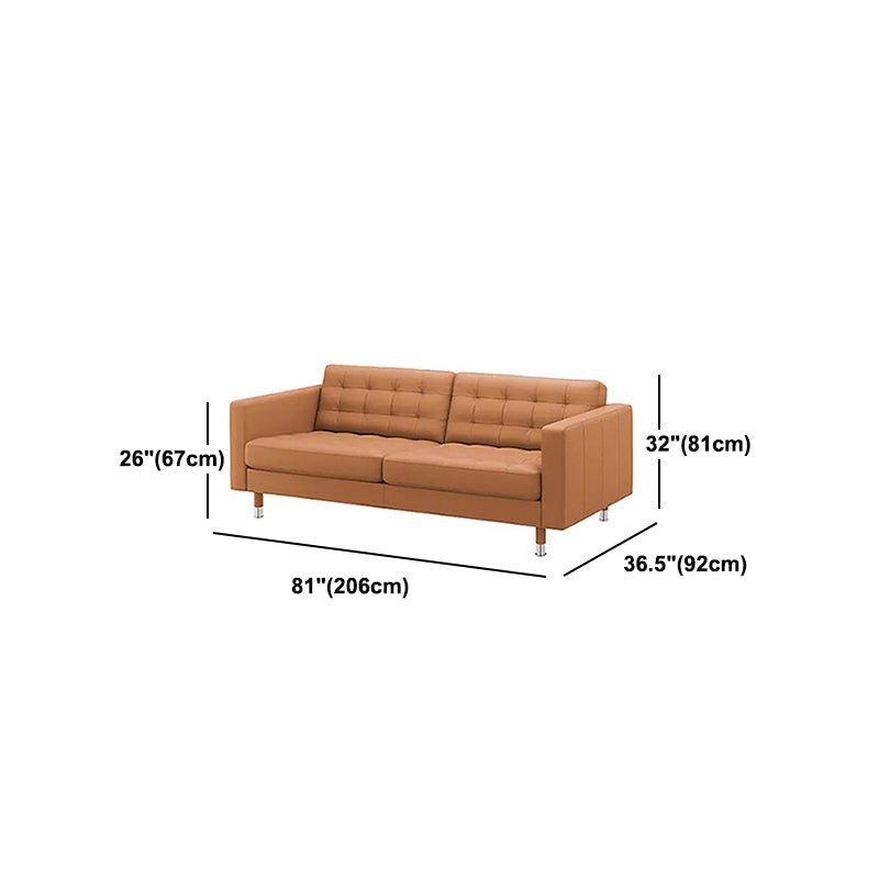 Square Arm Tufted Faux Leather Furniture Sectionals in Brown Clearhalo 'furn' 'furn_sectionals' 'Furniture' 'furniture_sectionals' 'Living Room Furniture' 'Sectionals' 5028226