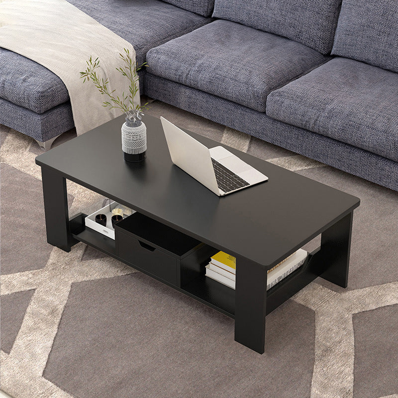 Modern Manufactured Wood Coffee Table with Storage Rectangular Cocktail Table 39.5"L x 19.5"W x 16"H Black Storage Included Clearhalo 'Coffee & Accent Tables' 'Coffee Tables' 'coffee_tables' 'furn' 'furn_coffee_tables' 'Furniture' 'furniture_coffee_tables' 'Living Room Furniture' 5028256