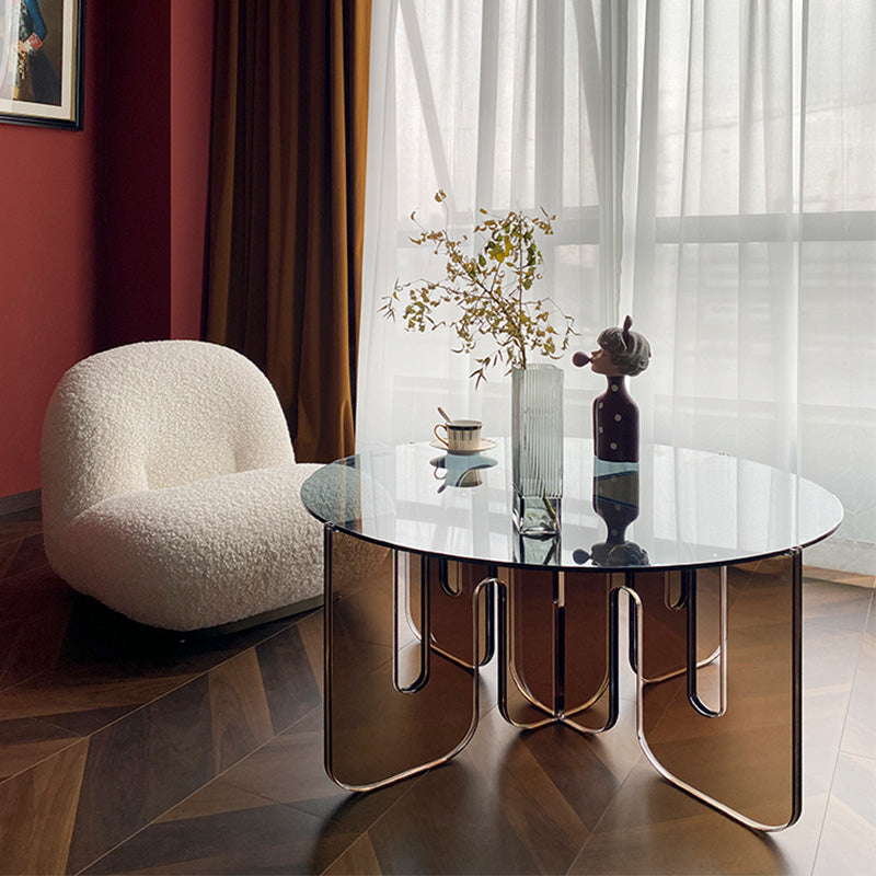 Round Acrylic Material Abstract Base Type Multi Color Selection Coffee Table Espresso Wood Clearhalo 'Coffee & Accent Tables' 'Coffee Tables' 'coffee_tables' 'furn' 'furn_coffee_tables' 'Furniture' 'furniture_coffee_tables' 'Living Room Furniture' 5028270