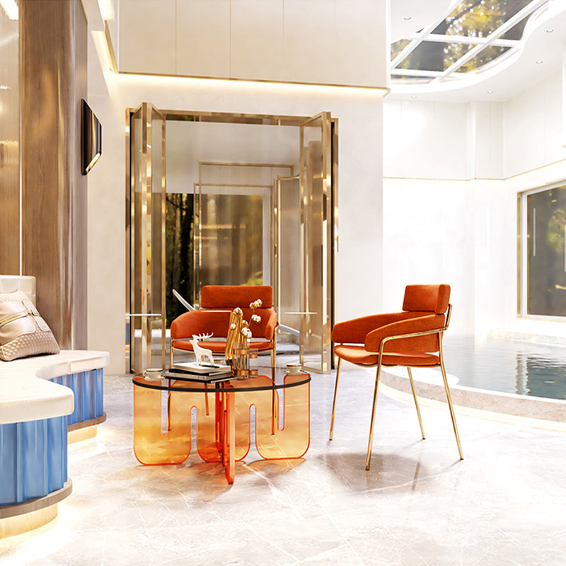 Round Acrylic Material Abstract Base Type Multi Color Selection Coffee Table 28"L x 28"W x 16"H Orange Clearhalo 'Coffee & Accent Tables' 'Coffee Tables' 'coffee_tables' 'furn' 'furn_coffee_tables' 'Furniture' 'furniture_coffee_tables' 'Living Room Furniture' 5028281