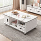 Modern 4 Legs Wood Coffee Table Rectangle Cocktail Table with Storage 39"L x 20"W x 17"H White Clearhalo 'Coffee & Accent Tables' 'Coffee Tables' 'coffee_tables' 'furn' 'furn_coffee_tables' 'Furniture' 'furniture_coffee_tables' 'Living Room Furniture' 5028295