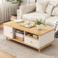 Modern 4 Legs Wood Coffee Table Rectangle Cocktail Table with Storage 47"L x 24"W x 16.5"H Natural Clearhalo 'Coffee & Accent Tables' 'Coffee Tables' 'coffee_tables' 'furn' 'furn_coffee_tables' 'Furniture' 'furniture_coffee_tables' 'Living Room Furniture' 5028299