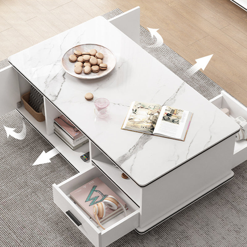 Modern 4 Legs Wood Coffee Table Rectangle Cocktail Table with Storage Clearhalo 'Coffee & Accent Tables' 'Coffee Tables' 'coffee_tables' 'furn' 'furn_coffee_tables' 'Furniture' 'furniture_coffee_tables' 'Living Room Furniture' 5028305