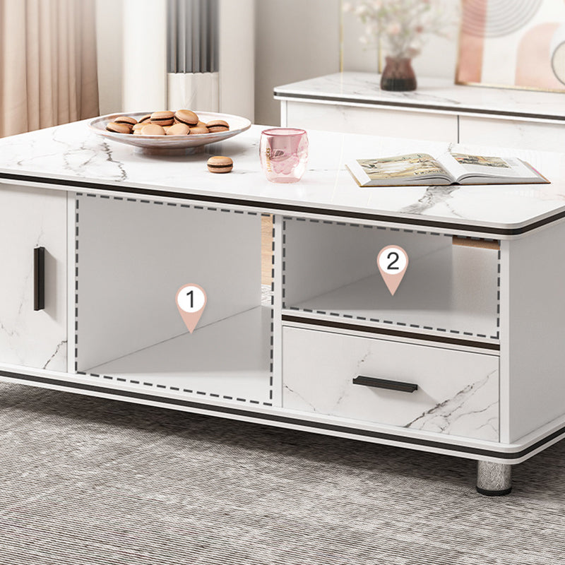 Modern 4 Legs Wood Coffee Table Rectangle Cocktail Table with Storage Clearhalo 'Coffee & Accent Tables' 'Coffee Tables' 'coffee_tables' 'furn' 'furn_coffee_tables' 'Furniture' 'furniture_coffee_tables' 'Living Room Furniture' 5028307