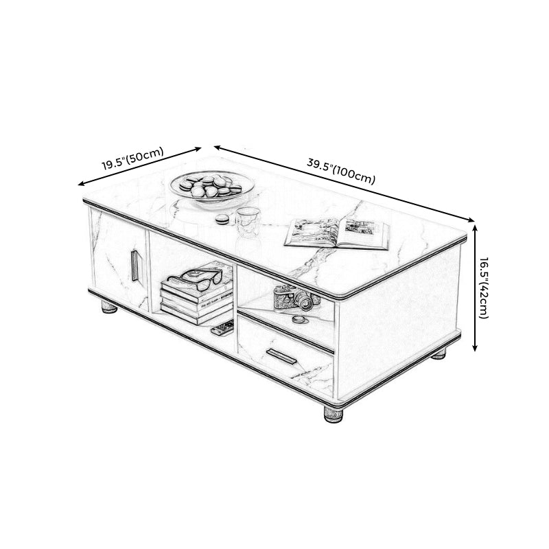 Modern 4 Legs Wood Coffee Table Rectangle Cocktail Table with Storage Clearhalo 'Coffee & Accent Tables' 'Coffee Tables' 'coffee_tables' 'furn' 'furn_coffee_tables' 'Furniture' 'furniture_coffee_tables' 'Living Room Furniture' 5028309