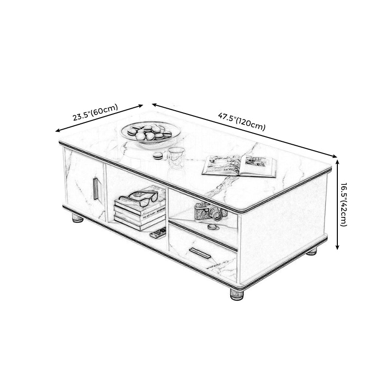 Modern 4 Legs Wood Coffee Table Rectangle Cocktail Table with Storage Clearhalo 'Coffee & Accent Tables' 'Coffee Tables' 'coffee_tables' 'furn' 'furn_coffee_tables' 'Furniture' 'furniture_coffee_tables' 'Living Room Furniture' 5028310
