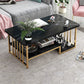 Modern Metal Marble Coffee Table Rectangle Cocktail Table with Shelf 39"L x 20"W x 17"H Frame Black Clearhalo 'Coffee & Accent Tables' 'Coffee Tables' 'coffee_tables' 'furn' 'furn_coffee_tables' 'Furniture' 'furniture_coffee_tables' 'Living Room Furniture' 5028348