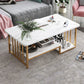 Modern Metal Marble Coffee Table Rectangle Cocktail Table with Shelf 39"L x 20"W x 17"H Frame White Clearhalo 'Coffee & Accent Tables' 'Coffee Tables' 'coffee_tables' 'furn' 'furn_coffee_tables' 'Furniture' 'furniture_coffee_tables' 'Living Room Furniture' 5028350