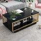 Modern Metal Marble Coffee Table Rectangle Cocktail Table with Shelf 39"L x 20"W x 17"H Block Black Clearhalo 'Coffee & Accent Tables' 'Coffee Tables' 'coffee_tables' 'furn' 'furn_coffee_tables' 'Furniture' 'furniture_coffee_tables' 'Living Room Furniture' 5028352