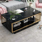 Modern Metal Marble Coffee Table Rectangle Cocktail Table with Shelf 47"L x 24"W x 16.5"H Block Black Clearhalo 'Coffee & Accent Tables' 'Coffee Tables' 'coffee_tables' 'furn' 'furn_coffee_tables' 'Furniture' 'furniture_coffee_tables' 'Living Room Furniture' 5028353