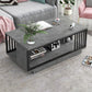 Modern Metal Marble Coffee Table Rectangle Cocktail Table with Shelf 39"L x 20"W x 17"H Block Gray Clearhalo 'Coffee & Accent Tables' 'Coffee Tables' 'coffee_tables' 'furn' 'furn_coffee_tables' 'Furniture' 'furniture_coffee_tables' 'Living Room Furniture' 5028354