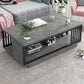 Modern Metal Marble Coffee Table Rectangle Cocktail Table with Shelf 47"L x 24"W x 16.5"H Block Gray Clearhalo 'Coffee & Accent Tables' 'Coffee Tables' 'coffee_tables' 'furn' 'furn_coffee_tables' 'Furniture' 'furniture_coffee_tables' 'Living Room Furniture' 5028356