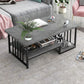 Modern Metal Marble Coffee Table Rectangle Cocktail Table with Shelf 39"L x 20"W x 17"H Frame Gray Clearhalo 'Coffee & Accent Tables' 'Coffee Tables' 'coffee_tables' 'furn' 'furn_coffee_tables' 'Furniture' 'furniture_coffee_tables' 'Living Room Furniture' 5028357