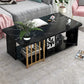 Modern Metal Marble Coffee Table Rectangle Cocktail Table with Shelf 47"L x 24"W x 16.5"H Four Leg Black Clearhalo 'Coffee & Accent Tables' 'Coffee Tables' 'coffee_tables' 'furn' 'furn_coffee_tables' 'Furniture' 'furniture_coffee_tables' 'Living Room Furniture' 5028362