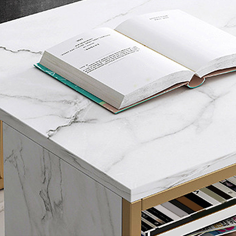 Modern Metal Marble Coffee Table Rectangle Cocktail Table with Shelf Clearhalo 'Coffee & Accent Tables' 'Coffee Tables' 'coffee_tables' 'furn' 'furn_coffee_tables' 'Furniture' 'furniture_coffee_tables' 'Living Room Furniture' 5028364